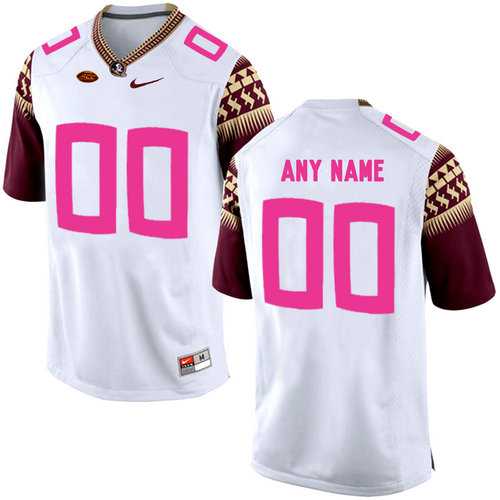 Men%27s Florida State Seminoles White Customized 2018 Breast Cancer Awareness College->customized ncaa jersey->Custom Jersey